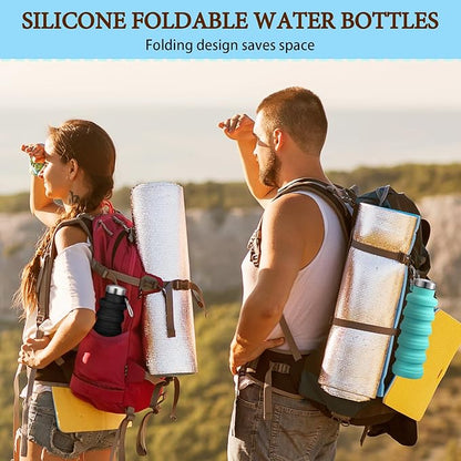 17oz Collapsible Water Bottles for Travel 500ml Reusable Foldable Silicone Water Bottle with Portable Buckle Silicone for Camping Hiking Sport