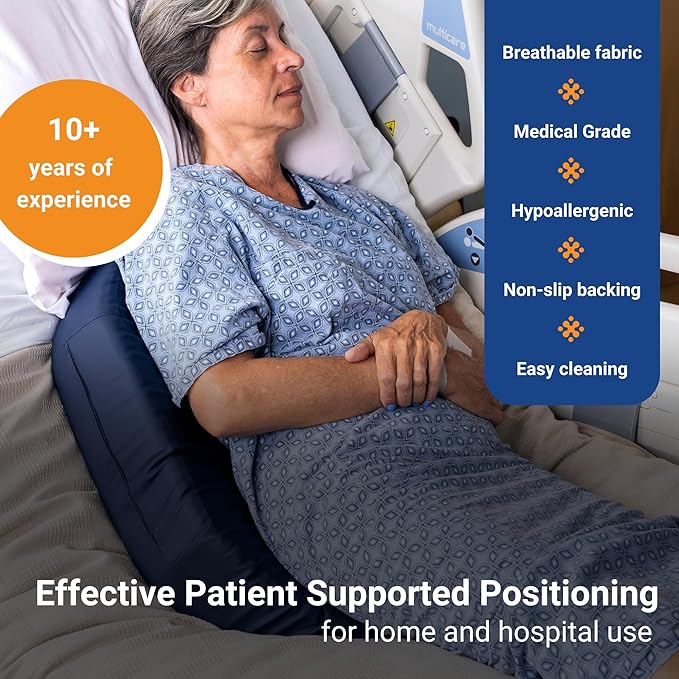 Bedsore Rescue Positioning Pillow Wedge - Tailbone, Sacrum, Buttocks - Standard Size for 100-160lbs - Hypoallergenic + Moisture Proof - Non-Slip Bottom Turning Wedge - Medical Grade Hospital to Home