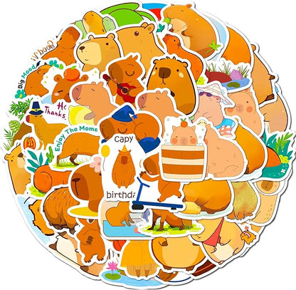 100PCS Cartoon Stickers, Lifany Rainbow and Capybara Stickers Pack for Adults, Kids, Waterproof and Aesthetic Vinyl Stickers for Water Bottle, Laptop, Phones, Skateboard, Black Cat Decor Decal