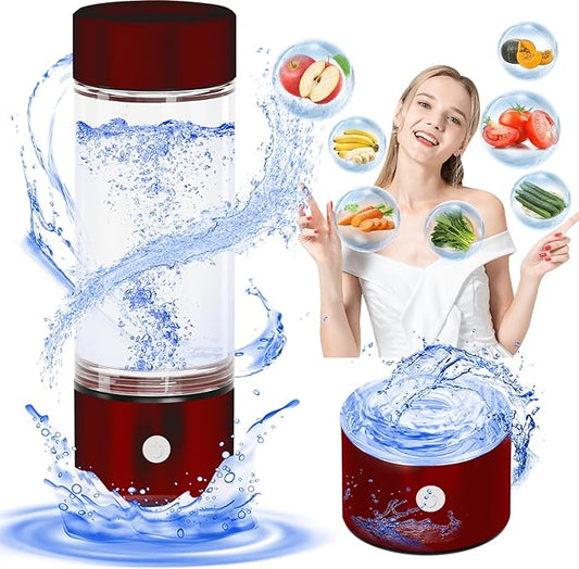 2024 Hydrogen Water Bottle, Portable Hydrogen Water Bottle Generator, 3Min Quick Electrolysis,Hydrogen Water Ionizer Glass Health Cup Suitable for Travel, Exercise,Home,Gift for Love(Red)