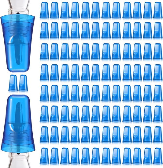 Chengu 100 Pieces Pour Spout Covers Translucent Liquor Pourer Covers Universal Bottle Pour Dispenser Liquor Bottle Covers Liquor Bottle Covers Bottle Cover Dust for Home Kitchen Supplies (Blue)