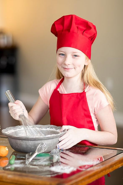 Tessa's Kitchen Club - Chef Hat and Apron Set for Kids, Real Cooking and Baking Wear Kit for Young Chefs in Training