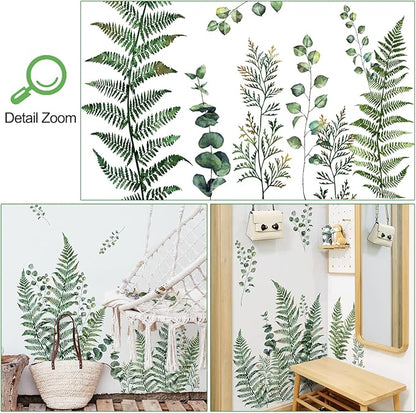 Amaonm Removable Fresh Plants Vine Leaf Wall Sticker DIY Peel and Stick Green Leaves Wall Decals Home Decor for Kids Girls Boys Babys Bedroom Living Room Nursery Classroom Playroom Wall Corner Bathroom Background Decoration