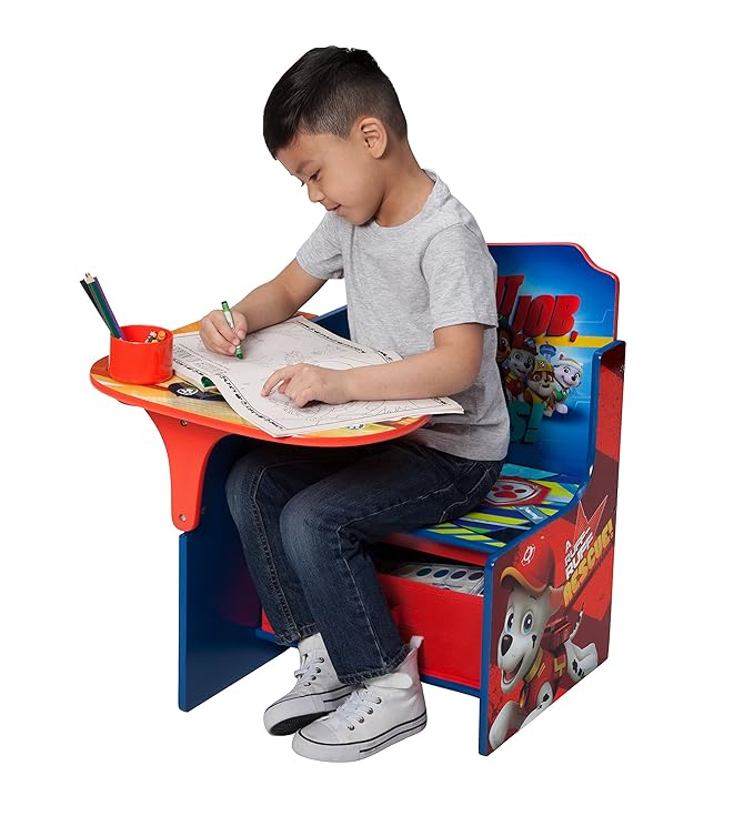 Delta Children Chair Desk with Storage Bin - Ideal for Arts & Crafts, Snack Time, Homeschooling, Homework, Reading & More, Nick Jr. PAW Patrol, with Cup Holders|Arm Rest, Engineered Wood