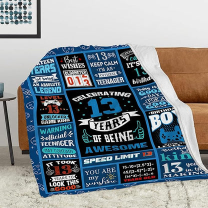 13 Year Old Boy Gifts Birthday Gifts for 13 Year Old Boys, Kids Blanket 80 x 60 Inches Warm Flannel Throw Blankets for Boys 13 Year Old Boy Birthday Gifts Ideas