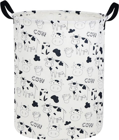 Cow Print Laundry Hamper,Kids Laundry Basket Collapsible Farm Storage Baskets for Home Decor,Office,Toy Organizer,(Cow)