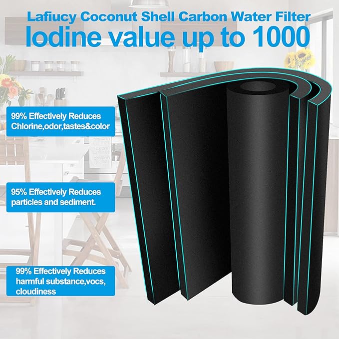 5 Micron 10"x2.5" Coconut Shell Activated Carbon Water Filter, CTO,4 Pack,Compatible with Home Under-Sink & Countertop Filtration System