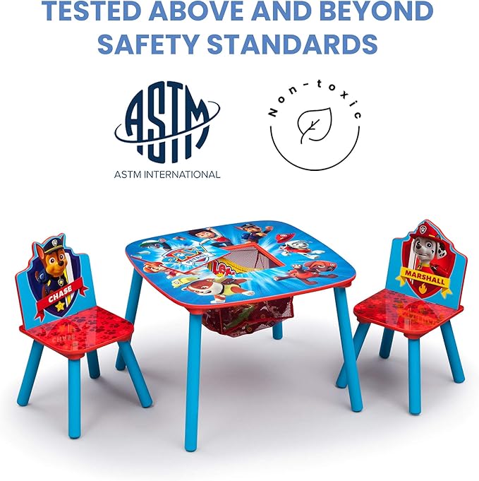 Delta Children Kids Table and Chair Set With Storage (2 Chairs Included) - Ideal for Arts & Crafts, Snack Time, Homeschooling, Homework & More, Nick Jr. PAW Patrol