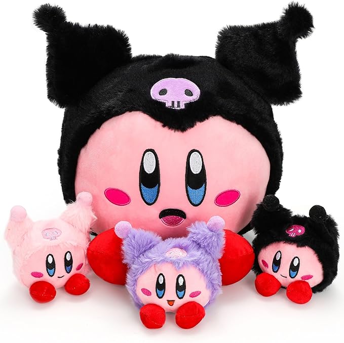 13inch Kirb Cartoon Plush - Monster Mommy Plush with 3 Baby Plush Anime Game Stuffed Plush Pillow Room Decorat Collection Gift for Kids Fans