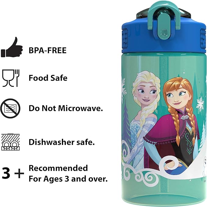 Zak Designs Disney Frozen 16 ounce Water Bottle, Anna & Elsa