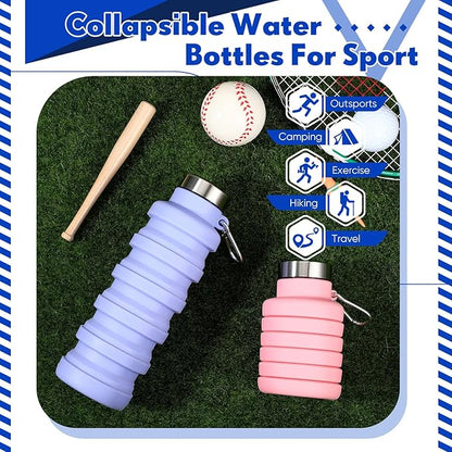 17oz Collapsible Water Bottles for Travel 500ml Reusable Foldable Silicone Water Bottle with Portable Buckle Silicone for Camping Hiking Sport