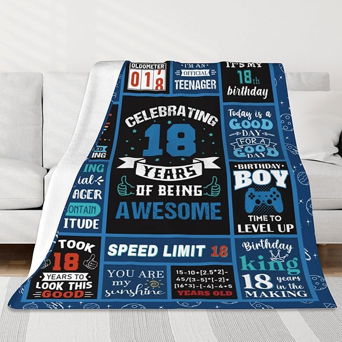 18 Year Old Boy Gifts Birthday Gifts for 18 Year Old Boys, Kids Blanket 60 x 50 Inches Warm Flannel Throw Blankets for Boys 18 Year Old Boy Birthday Gifts Ideas