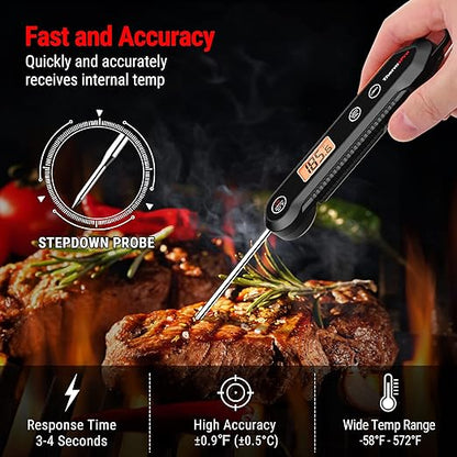 ThermoPro Digital Instant Read Meat Thermometer for Grilling Waterproof Kitchen Food Thermometer with Calibration & Backlight Smoker Oil Fry Candy Thermometer for Commercial Bakeware