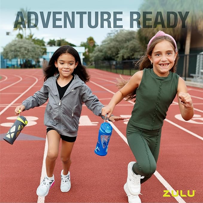 ZULU Torque 16oz Plastic Kids Water Bottle with Silicone Sleeve and Leak