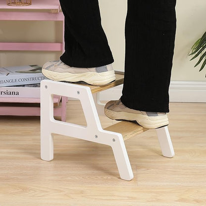 Toddler Kitchen Step Stool White Helper Standing Tower with Anti-Slip Protection for Kids Kitchen Counter Learning (Small, White)