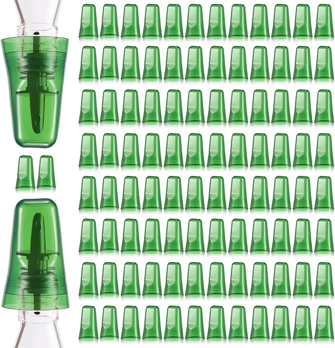 Chengu 36 Pieces Pour Spout Covers Translucent Liquor Pourer Covers Universal Bottle Pour Dispenser Liquor Bottle Covers Liquor Bottle Covers Bottle Cover Dust for Home Kitchen Supplies (Green)