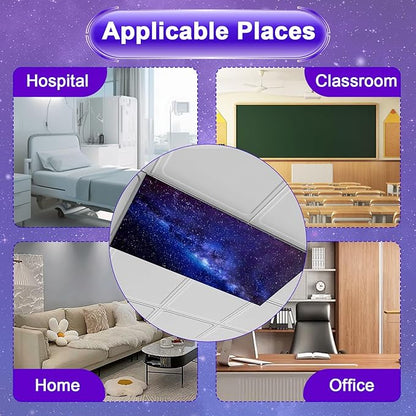 4 Pcs Fluorescent Light Covers for Ceiling Lights Classroom, Stylish Fluorescent Lampshades Classroom Light Covers Magnetic, Modern Ceiling Light Covers for Office, Home, Hospital (Starry Sky)