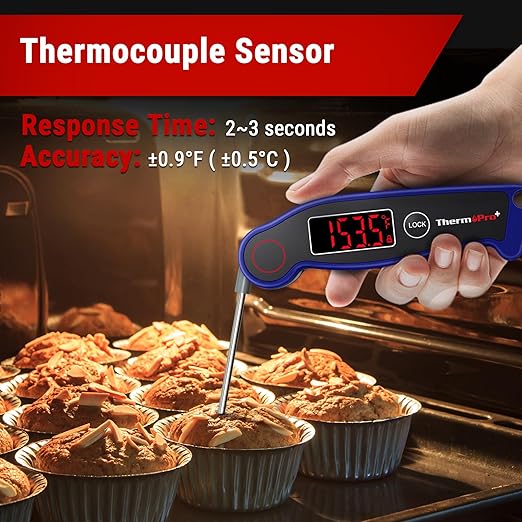 ThermoPro TP19 Waterproof Digital Meat Thermometer for Grilling with Ambidextrous Backlit & Thermocouple Instant Read Thermometer Kitchen Cooking Food Thermometer for Candy Water Oil BBQ Grill Smoker