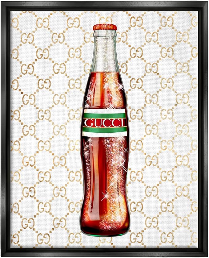 Stupell Industries Stylish Cola Bottle Kitchen Glam Fashion Pattern Floating Framed Wall Art, Design By Ziwei Li