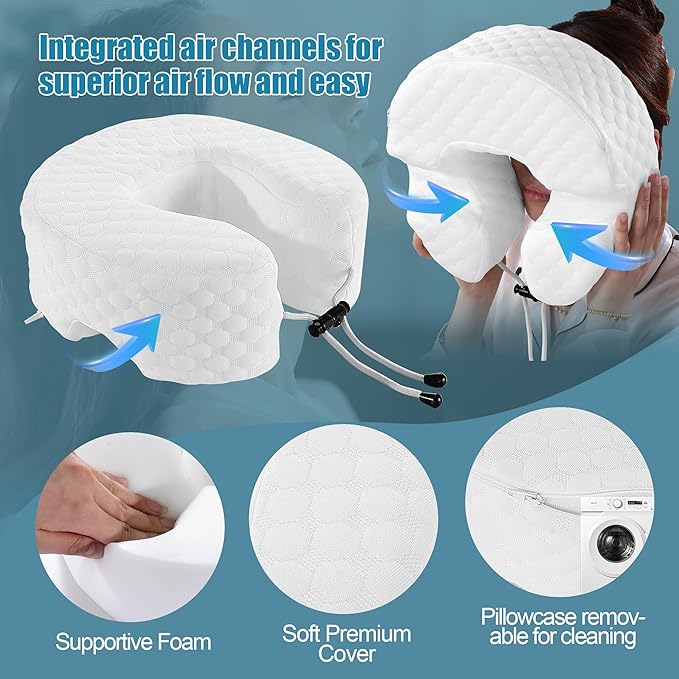 BALAPET Adjustable Face Down Pillow After Eye Surgery Breathe Easy Face Down Pillow Best for Prone Face-Down Resting, as a Home Massage Headrest, or Contoured Post-Eye Surgery Support.