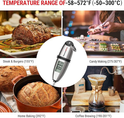 ThermoPro TP-02S Instant Read Meat Thermometer Digital Cooking Food Thermometer with Super Long Probe for Grill Candy Kitchen BBQ Smoker Oven Oil Milk Yogurt Temperature