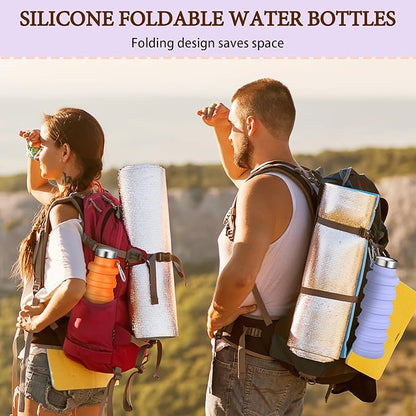 17oz Collapsible Water Bottles for Travel 500ml Reusable Foldable Silicone Water Bottle with Portable Buckle Silicone for Camping Hiking Sport