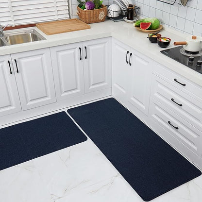 COSY HOMEER 24x35 Inch/24X60 Inch Kitchen Rug Mats Made of 100% Polypropylene Strip TPR Backing 2 Pieces Soft Kitchen Mat Specialized in Anti Slippery and Machine Washable,Navy