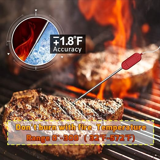 500FT Digital Meat Thermometer Wireless Thermometer with Multy Probes Bluetooth Thermometer Kitchen Thermometer for Smoker Grilling Oven (FS-09O)