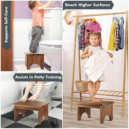 Wooden Step Stool, 9in One Step Stool for Adults, Wooden Beside Step Stool with 550 Load Capacity, Heavy Duty/Portable/Nonslip/Durable Construction Safe Step Stool for Bedroom/Home Kitchen