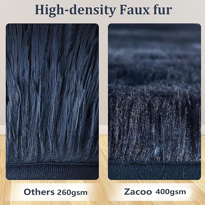 Area Rugs 10x13 for Living Room Fluffy Shaggy Large Carpet Rug for Bedroom Indoor Modern Faux Fur Floorcover Mat Soft Non Slip Kids Rugs for Nursery Playroom Home Decor Rug, Tie Dye Navy