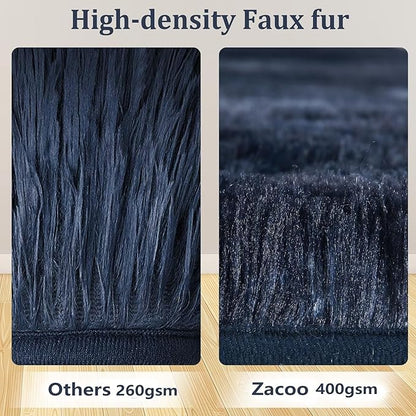 Area Rugs 10x13 for Living Room Fluffy Shaggy Large Carpet Rug for Bedroom Indoor Modern Faux Fur Floorcover Mat Soft Non Slip Kids Rugs for Nursery Playroom Home Decor Rug, Tie Dye Navy