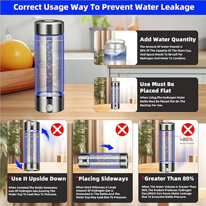 Purify Hydrogen Water Bottle Generator,Portable Hydrogen Water Lonizer Machine,Rechargeable Hydrogen Water Bottle with SPE/PEM Technology,for Home Office Travel