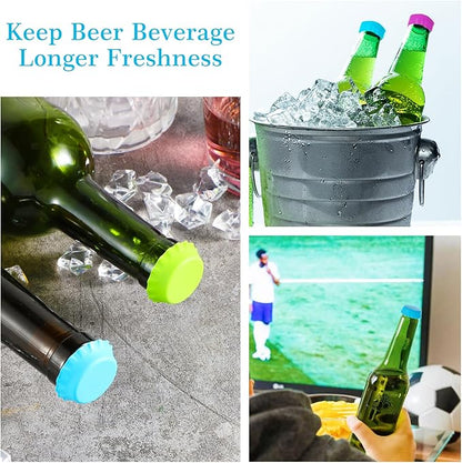 12 Pack Bottle Caps Silicone Rubber Bottle Covers Bpa-Free Reusable Beer Fizz Lids Soda Bottle Stopper for Beverages, Leak-Proof Design, Perfect for Picnics, Beach Parties, And Kitchen Use