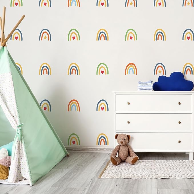 Rainbow Wall Stickers Kids Room Decals Peel and Stick Wall Decals for Living Room Bedroom Nursery Home Decor Playrooms Wall Decals (Color 02)