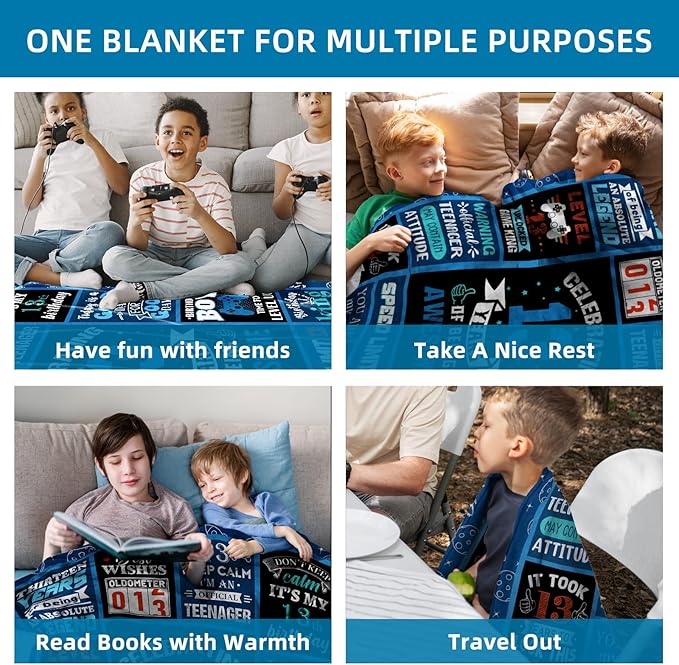 13 Year Old Boy Gifts Birthday Gifts for 13 Year Old Boys, Kids Blanket 80 x 60 Inches Warm Flannel Throw Blankets for Boys 13 Year Old Boy Birthday Gifts Ideas