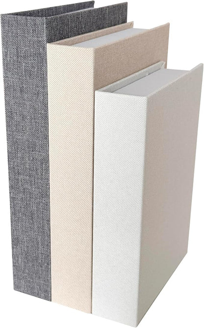 Neutral Home Books Decor Display for Living Room and Office,Paris Tokyo New York Fashion Decorative Book Hardcover Fake Decorative Books for Coffee Tables (Flax-SML)