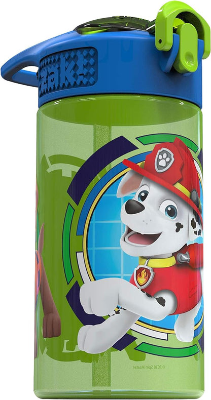 Zak Designs Paw Patrol Kids Spout Cover and Built-in Carrying Loop Made of Plastic, Leak-Proof Water Bottle Design (Rocky, Rubble & Chase, 16 oz, BPA-Free)