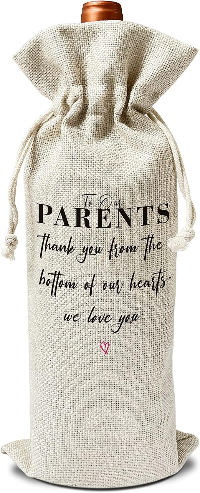 Zodvery Parents Wine Gift Bags - To Our Parents, Thank You Parents, Wedding Day Gift for Parents - Reusable Burlap With Drawstring Gift Bag (5.5"x 13.5")-1 Pcs/jiu047