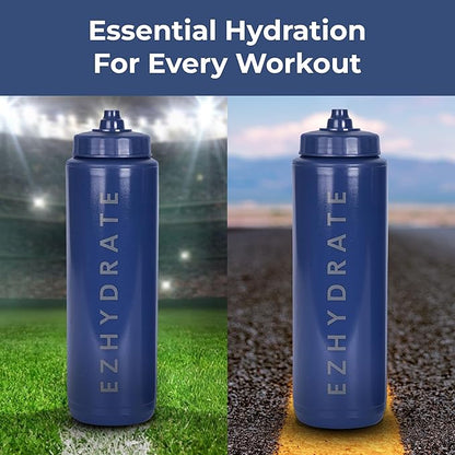 2 Pack Blue 32oz Squeeze Water Bottles - Sports Water Bottles For Football, Hockey, Athletics - Reusable Squirt Bottle Set, BPA-Free, Perfect for Gym, Travel, Bike & Cycling Water Bottle