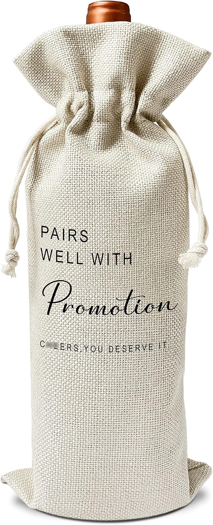 Zodvery Pairs Well With A Promotion Wine Gift Bags - for Co-worker, Collegues, New Job Gift - Reusable Burlap With Drawstring Gift Bag (5.5"x 13.5")-1 Pcs/jiu006