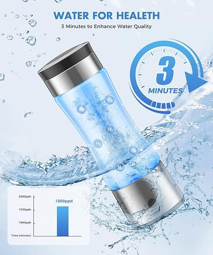 3 in 1 Hydrogen Water Bottle, Hydrogen Water Bottle Generator with SPE PEM Technology Water Ionizer,Portable Rechargeable 3 Min Quick Electrolysis - Suitable for Home，Office, Travel