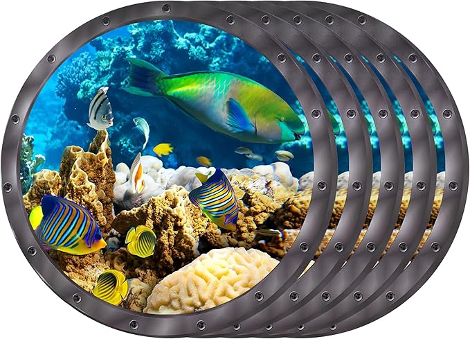 5 PCS Ocean Animals Wall Stickers, Fish 3D Stickers 11 inch Window Wall Stickers Decals for Bathroom and Bedroom Classroom Home Decor