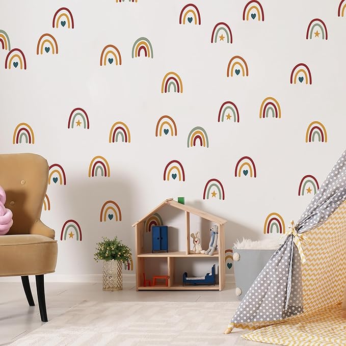 Rainbow Wall Stickers Kids Room Decals Peel and Stick Wall Decals for Living Room Bedroom Nursery Home Decor Playrooms Wall Decals (Color 05)