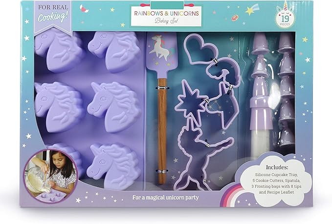 19-piece Unicorn Baking Set with Recipes for Kids