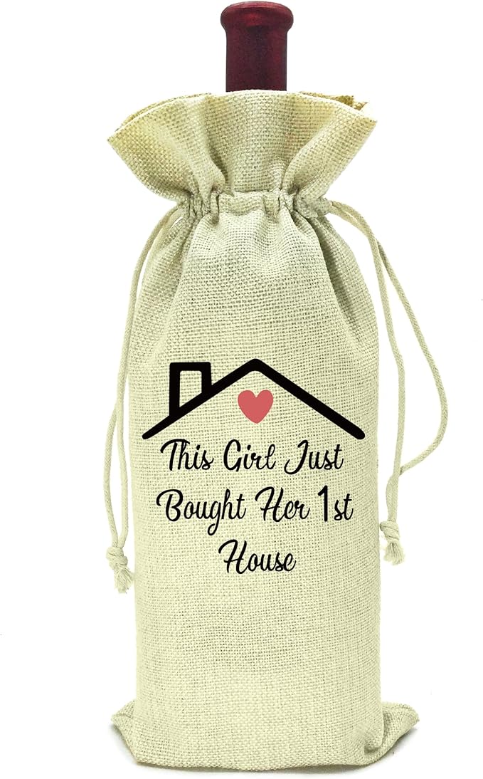 This Girl Just Bought Her 1st House-Wine Bag-Housewarming Wine Bag Gifts for Sister Best Friend Daughter Niece BFF-Unique New House New Home Gifts for New Houseowner-Realtor Gift for Clients