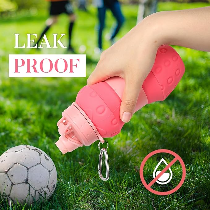 YOGFIT Collapsible Water Bottles, Silicone Foldable Portable Water Bottles 600ml Lightweight Leakproof for Travel Camping Hiking Outdoor Indoor Sport