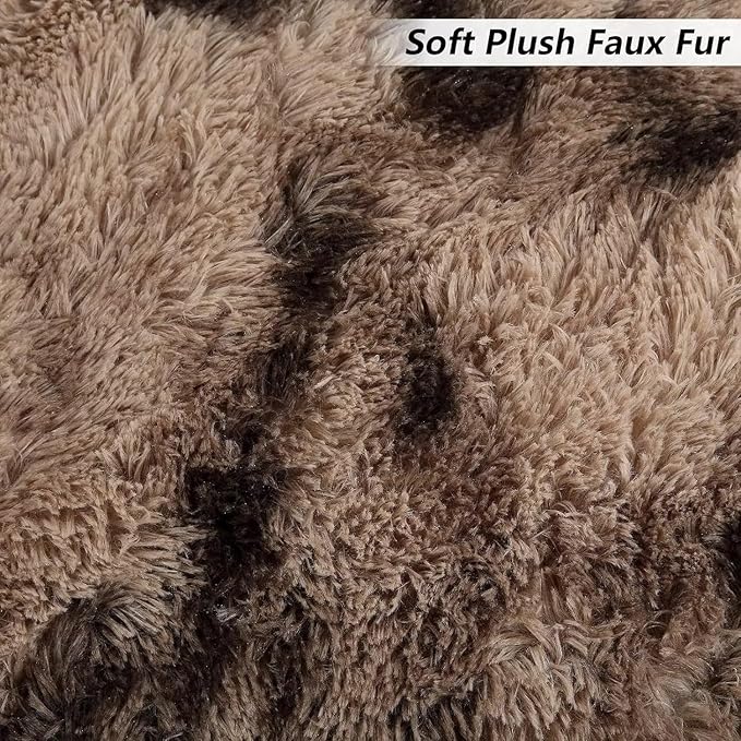 10x13 Feet Shag Area Rugs Large Shaggy Fluffy Bedroom Carpet Soft Plush Throw Rugs for Nursery Kids Room Extra Large Fuzzy Furry Rug for Gilrs Boys Room Living Room Decor,Tie Dye Brown