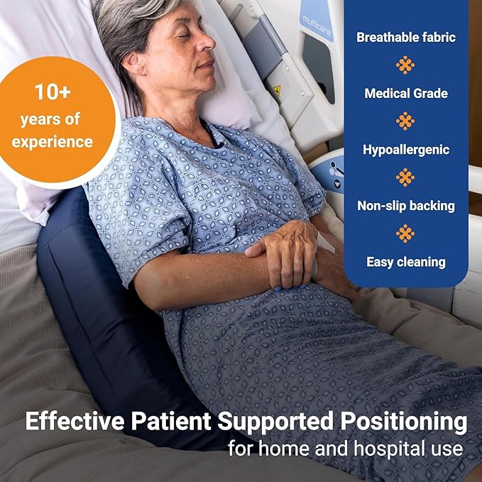 Bedsore Rescue Positioning Pillow Wedge - Tailbone, Sacrum, Buttocks - Large Size for 160-350lbs - Hypoallergenic + Moisture Proof - Non-Slip Bottom Turning Wedge - Medical Grade Hospital to Home