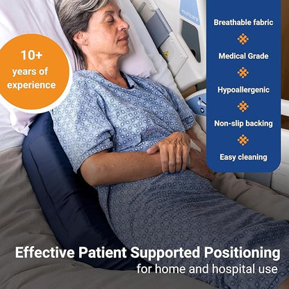 Bedsore Rescue Positioning Pillow Wedge - Tailbone, Sacrum, Buttocks - Large Size for 160-350lbs - Hypoallergenic + Moisture Proof - Non-Slip Bottom Turning Wedge - Medical Grade Hospital to Home