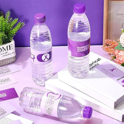 120 Pcs Domestic Violence Awareness Month Decorations Water Bottle Labels 8.6" x 2" Domestic Violence Awareness Month Water Bottle Stickers for Domestic Violence Awareness (Bright Color)